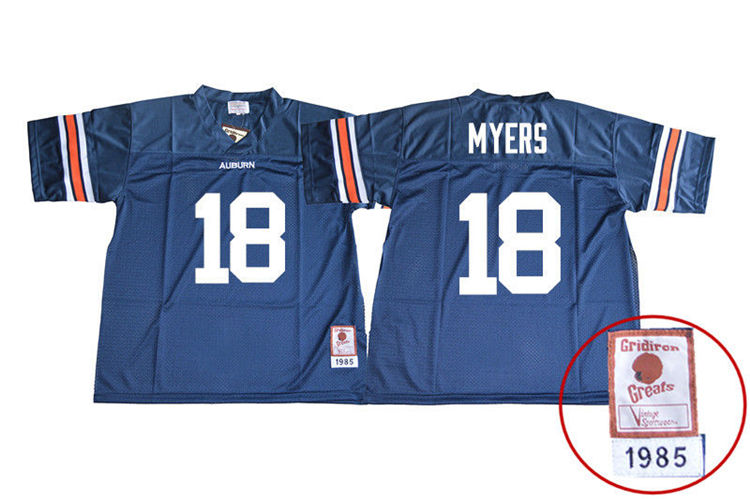 Auburn Tigers Men's Jayvaughn Myers #18 Navy Stitched College 1985 Throwback NCAA Authentic Football Jersey VWE8774IH